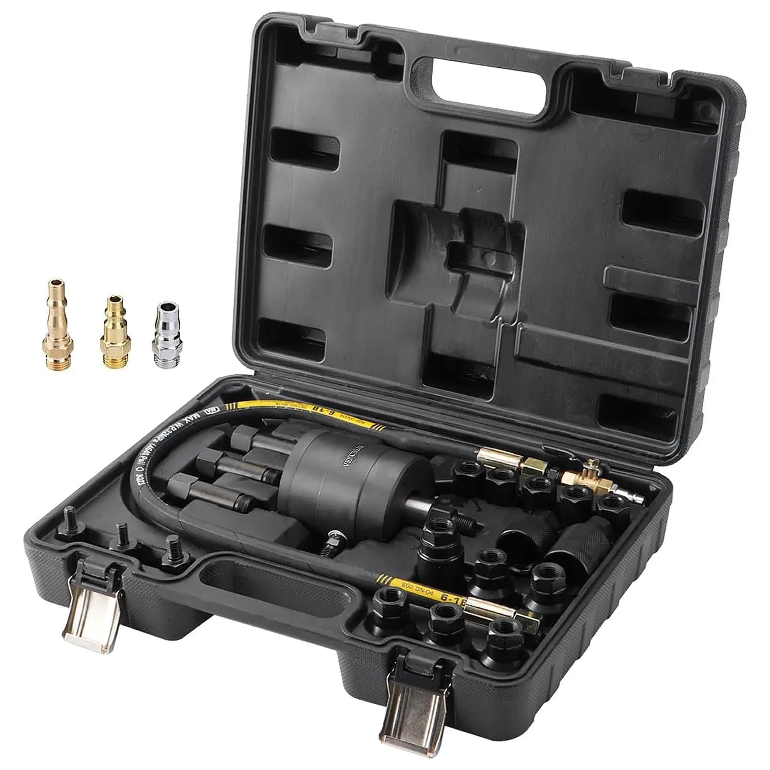 Pneumatic Injector Puller Kit for Diesel Engines 21pcs Diesel Injector Extractor Tool with Air Inlet Hose & High-Quality Chrome Vanadium Steel for Bosch Delphi Denso Siemens Injectors - Oil Wrench Set