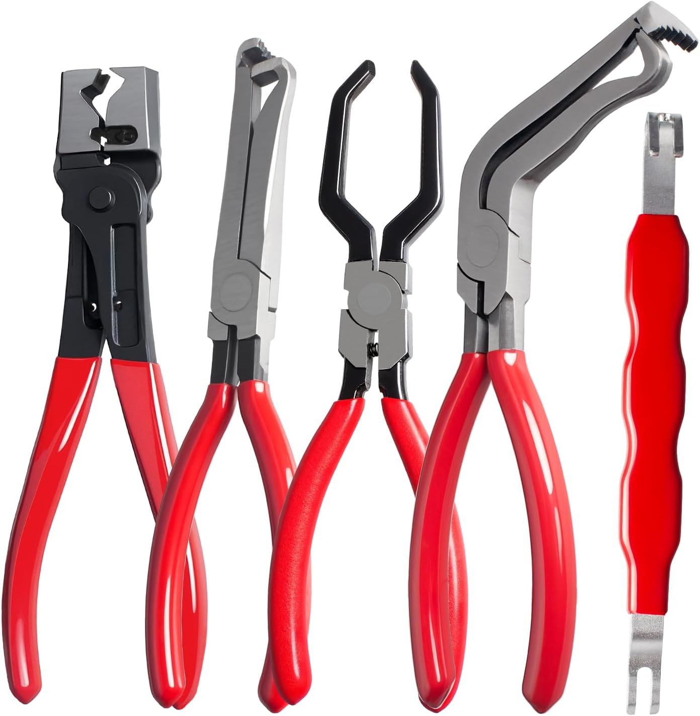 4 Pieces Electrical Disconnect Pliers for Cars, Automotive Electrical Plug Connector Disconnect Tool and Connector Separator and Hose Clamp Pliers