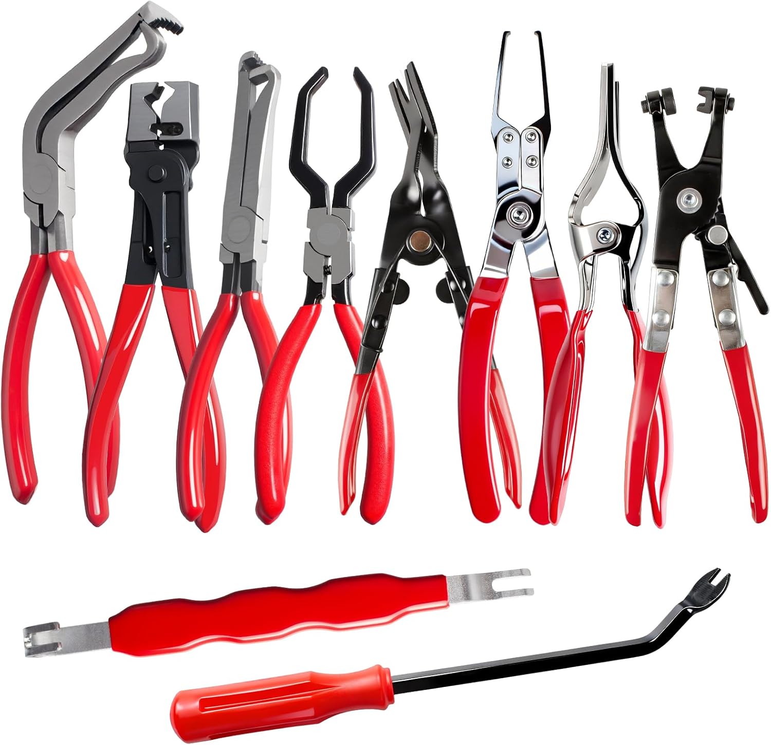 4 Pieces Electrical Disconnect Pliers for Cars, Automotive Electrical Plug Connector Disconnect Tool and Connector Separator and Hose Clamp Pliers