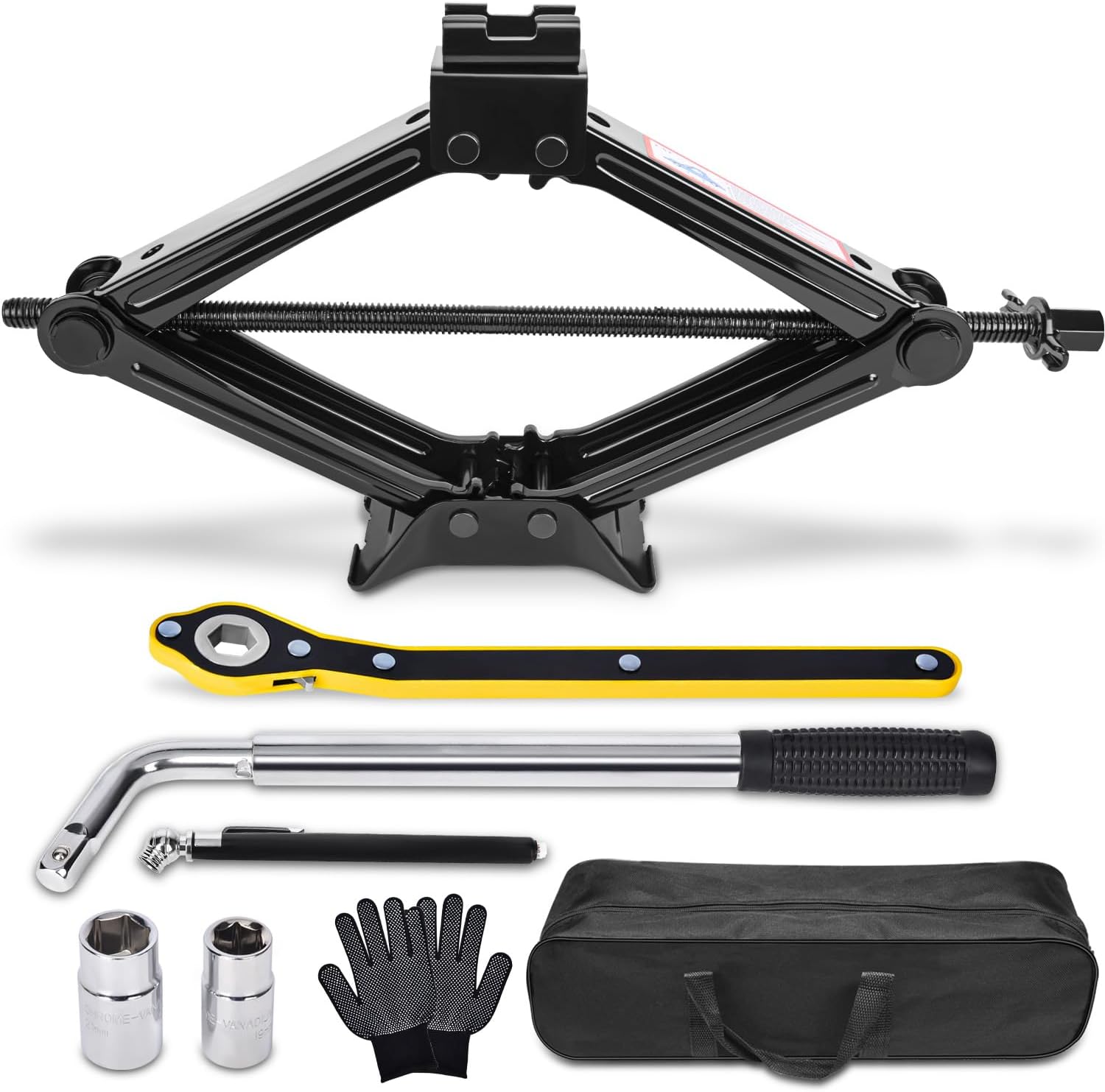 Car Jack 2 Ton (4409 lbs) Tire Changing Kit with Lug Wrench - Emergency Kit for Car, SUV, MPV
