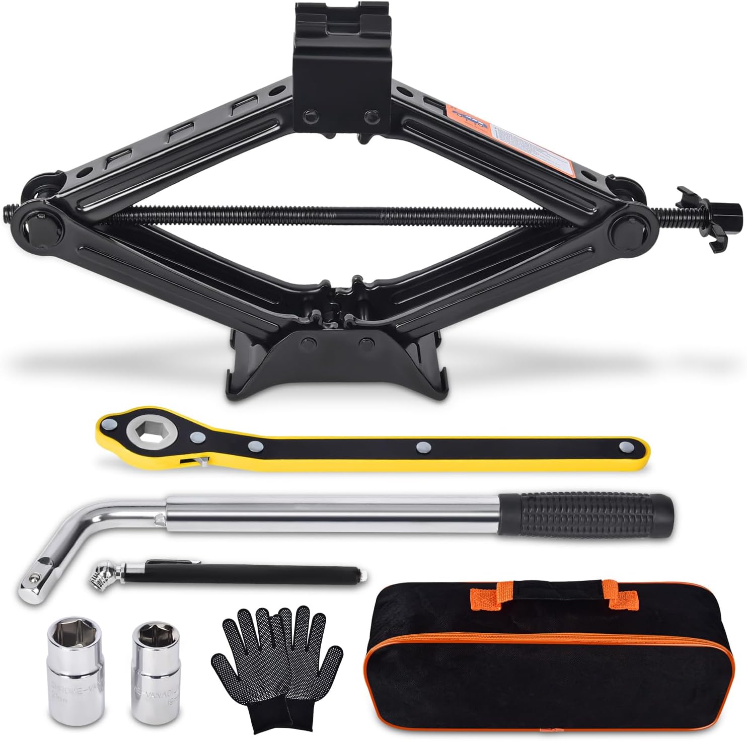 Car Jack 2 Ton (4409 lbs) Tire Changing Kit with Lug Wrench - Emergency Kit for Car, SUV, MPV