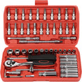 46 Pieces 1/4 inch Drive Socket Ratchet Wrench Set, with Bit Socket Set Metric and Extension Bar for Auto Repairing and Household, with Storage Case
