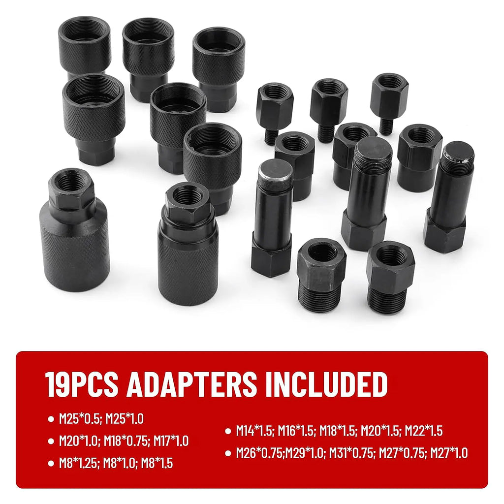 Pneumatic Injector Puller Kit for Diesel Engines 21pcs Diesel Injector Extractor Tool with Air Inlet Hose & High-Quality Chrome Vanadium Steel for Bosch Delphi Denso Siemens Injectors - Oil Wrench Set