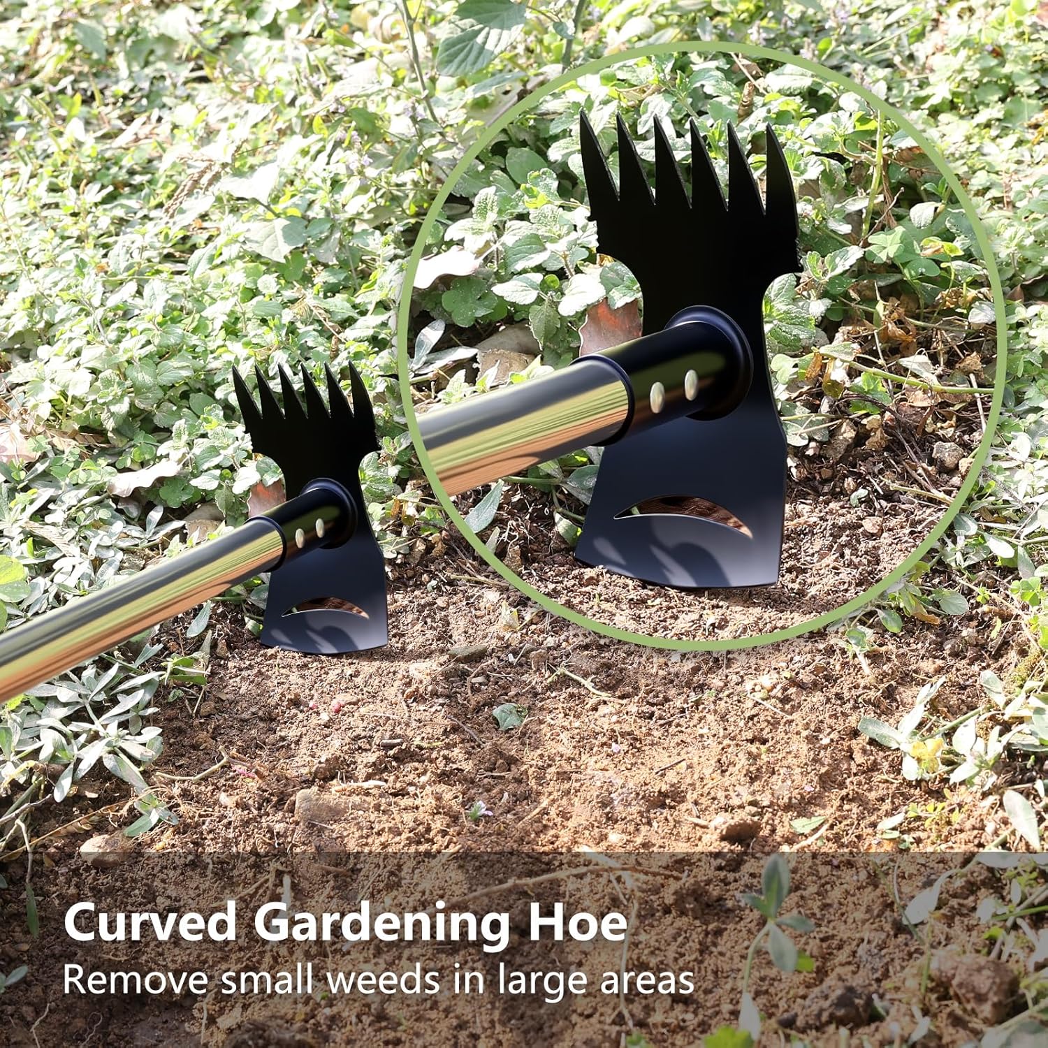 Weed Puller Tool with Long Handle(58IN), 2-in-1 Gardening Hand Tools Weeds Remover, Weeder Rake & Garden Hoe Combo, Manual Weeding Puller Tool for Garden Yard Patio Lawn