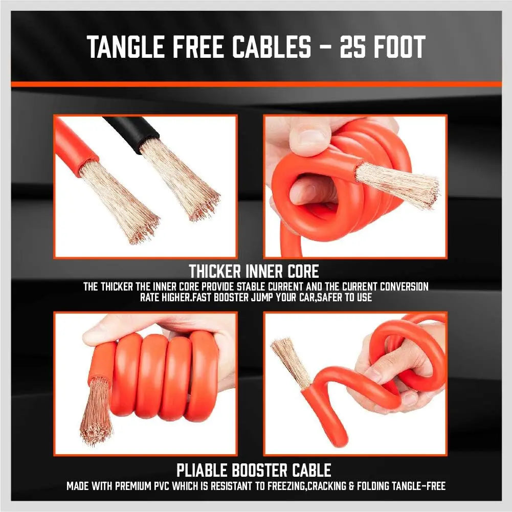 25FT Jumper Cables, 1-Gauge 800A Heavy Duty Jumper Battery Cables 25 Ft Booster Jump Start, Reverse Polarity Protection - ETL Certified, TikTokShopBlackFriday  Car battery jump pack #Summer vibes